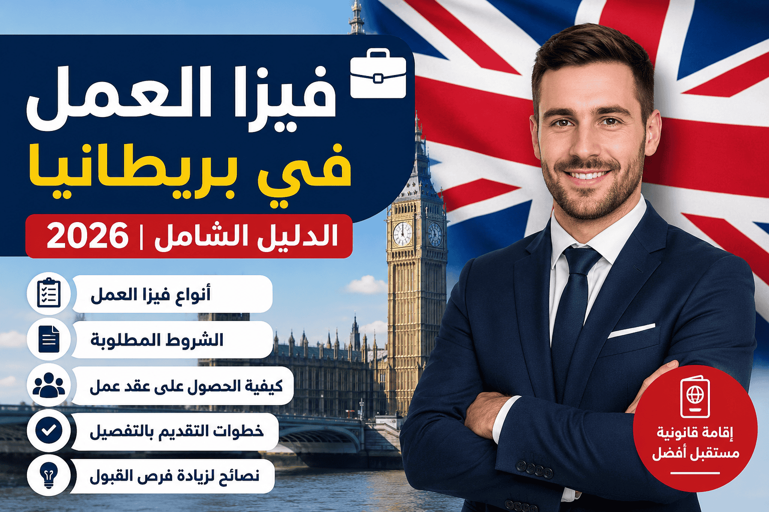 🇬🇧 فيزا العمل في بريطانيا 2026 | الدليل الشامل للحصول على عقد عمل والإقامة القانونية