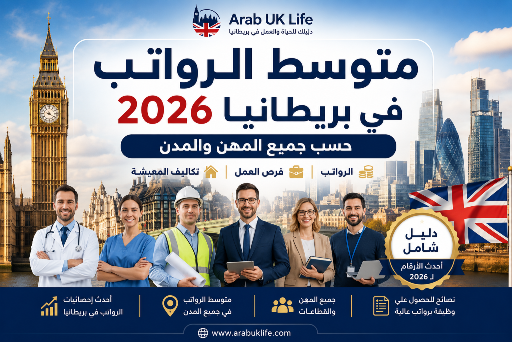متوسط الرواتب في بريطانيا 2026 حسب جميع المهن والمدن مع مقارنة الرواتب وفرص العمل في المملكة المتحدة