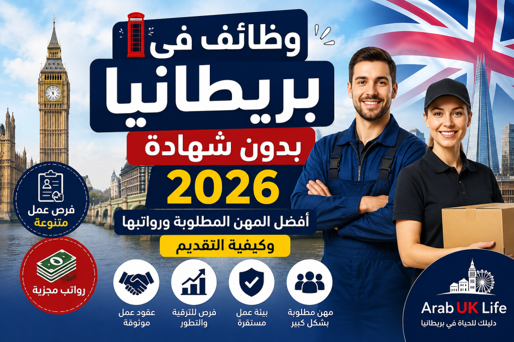 وظائف في بريطانيا بدون شهادة 2026 وأفضل المهن المطلوبة ورواتب العمل في المملكة المتحدة